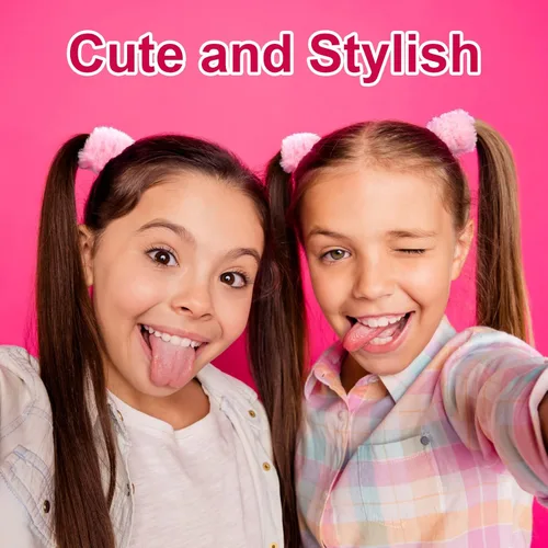 Miniatura 7 de OIIKI 14 bandas elásticas para el cabello con pelo sintético de conejo, bandas elásticas para coleta de caballo para niñas y mujeres, accesorios