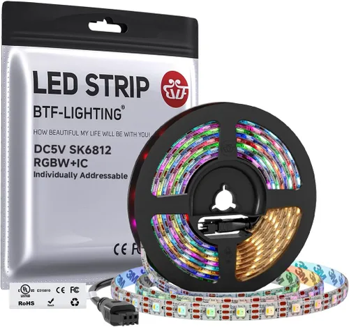 Miniatura 18 de BTF-LIGHTING RGBW RGB+Blanco Frío SK6812 (Similar WS2812B) 4 Colores en 1 Tira LED, Direccionable Individual, 16.4 pies, 60 píxel/m, 300LED Luz