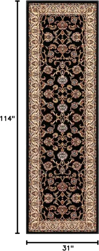 Miniatura 2 de Well Woven - Alfombra de la colección Barclay Sarouk negra de 3x10 pies, tapete largo para pasillos, cocinas y entradas