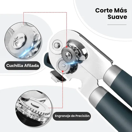 Miniatura 3 de Beneno Abrelatas manual resistente con imán, hoja de acero al carbono afilada duradera, corte suave, gran perilla de ahorro de esfuerzo y mango