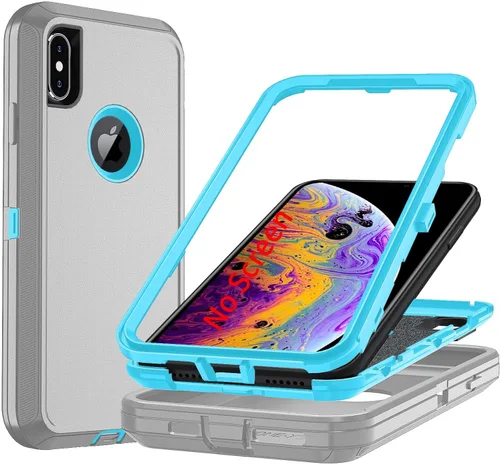 Miniatura 20 de Funda para iPhone X/i Phone Xs, 3 capas duradera funda de teléfono resistente protección para teléfono, a prueba de golpes a prueba de caídas a Negro