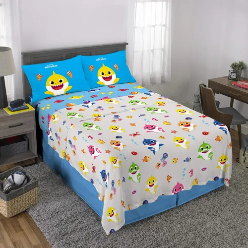 Miniatura 2 de Franco - Juego de sábanas de microfibra súper suave para niños, tamaño matrimonial, Baby Shark
