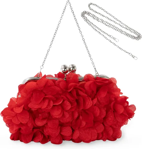 Miniatura 9 de Elegante bolso de noche para mujer, pequeño bolso de mano floral con cadena desmontable para bodas, fiestas, bailes de graduación