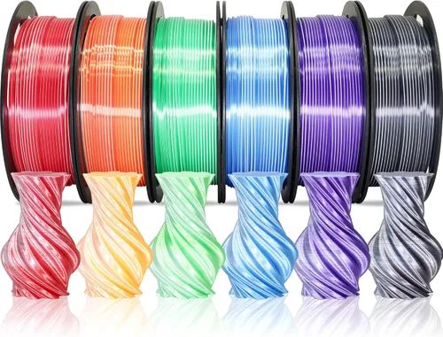 Miniatura 7 de MIKA3D 6 carretes de filamento para impresora 3D bicolor de 1.75mm, paquete de filamento de seda PLA, seda