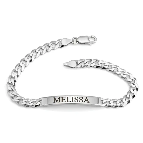 Pulsera de identificación personalizada para hombre en plata/oro, cadena de bordillo, joyería grabada personalizada para él, regalo para novio,
