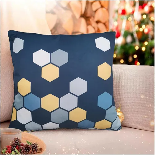 Miniatura 26 de Funda de almohada decorativa clásica con diseño de crayón de mano azul estilo capri, marcas geométricas, funda de almohada decorativa de 17 x 17