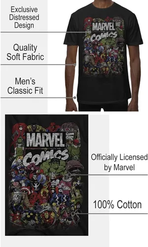 Miniatura 2 de Marvel Avengers Comics Logo - Camiseta gráfica para hombre, Negro
