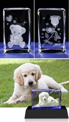 Miniatura 4 de Foto de cristal 3D, regalo personalizado para ella, él, mamá, papá, padre, regalo para parejas: foto personalizada en cristal, única para 2-3