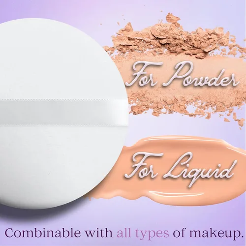 Miniatura 3 de Soplo de polvo Soplos de polvo extra grandes Maquillaje y esponja corporal con cinta de seda para polvo suelto y prensado, polvo, hornear