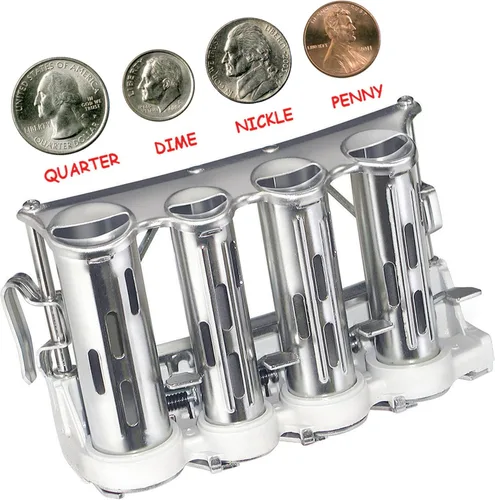 Miniatura 2 de McGill Metal Products NO1 cargador de dinero de acero, chapado en níquel, para monedas de un centavo, monedas de diez centavos y monedas