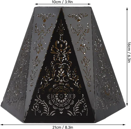 Miniatura 6 de Akozon Pantalla de lámpara moderna escandinava E27 E26 de hierro forjado hexagonal tallada para dormitorio mesita de noche Deco ion