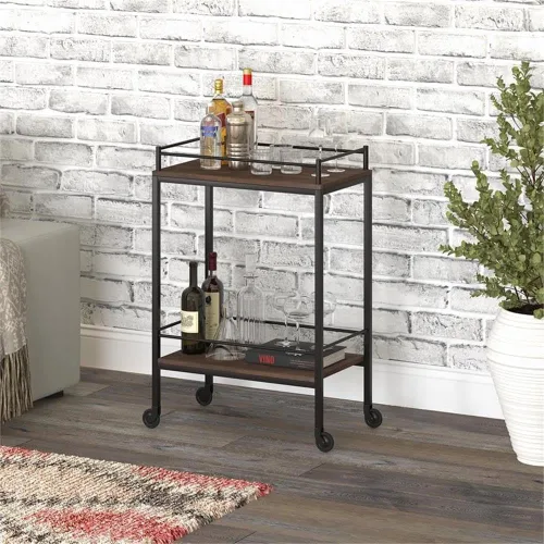 Miniatura 4 de Barnes - Carrito rectangular de 23,5 pulgadas de ancho, color marrón aliso