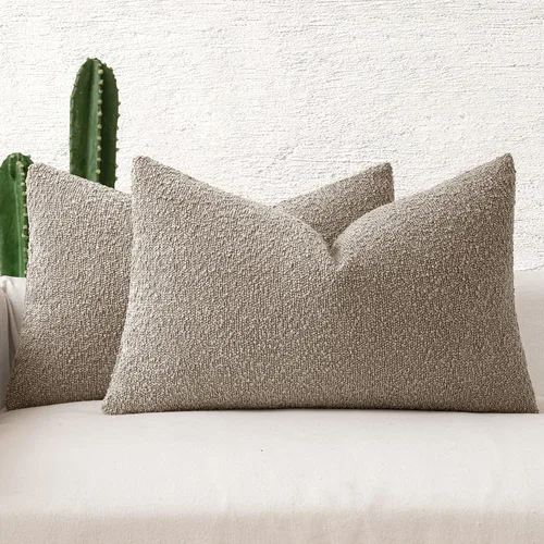 Miniatura 31 de MIULEE - Juego de 2 fundas de almohada decorativas con textura de bucle, de 50 x 50 cm, para sofá y cama, almohadas de invierno neutras, fundas