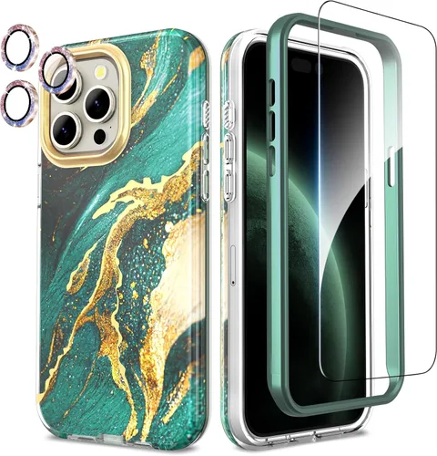 Miniatura 7 de SHEDEER Funda para iPhone 15 Pro MAX con protector de cámara con purpurina y protector de pantalla, patrón chic antiamarillento, protección contra