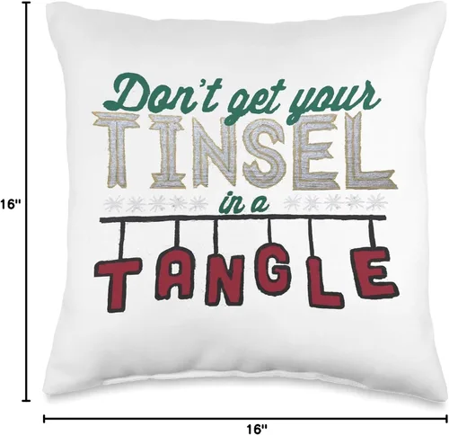 Miniatura 4 de Chicago Designs Don't Get Your Tinsel in A Tangle - Almohada de 16 x 16 pulgadas, multicolor