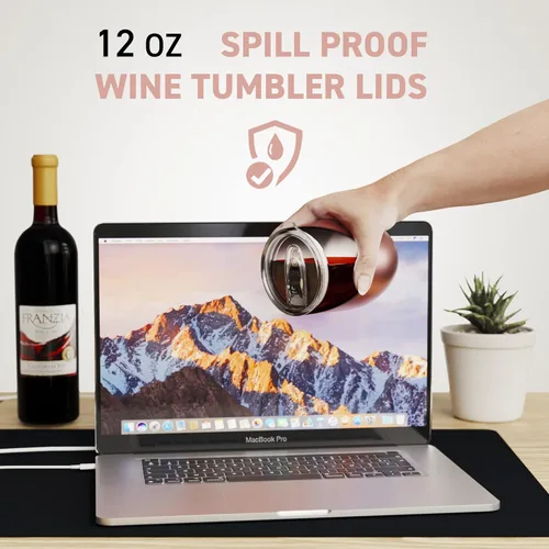 Miniatura 3 de 1 tapa para vaso de vino, 12 onzas, a prueba de derrames, de 2.9 pulgadas (borde exterior), tapas de diámetro para tazas de vino, diseño sin fugas