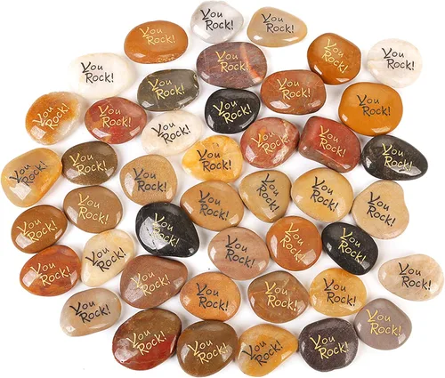 RockImpact You Rock - 50 piezas de regalos de rock You are amazing grabadas inspiradoras rocas de fe, regalos novedosos, agradecimiento, gratitud,
