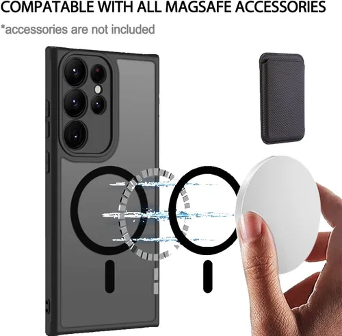 Miniatura 3 de Funda magnética antihuellas para Samsung Galaxy S23 Ultra, protección completa de la cámara, compatible con accesorios MagSafe, cubierta trasera