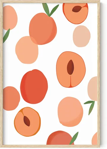HAUS AND HUES Fruit Art - Imagen de melocotón, decoración de pared de cocina, impresión de baño (marco beige, 24 x 36)