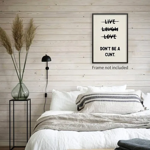 Miniatura 5 de CAXIYSH Decoración de pared con citas divertidas, arte de pared con texto en inglés "Live Love Laugh", póster retro beige con texto en inglés "Don't