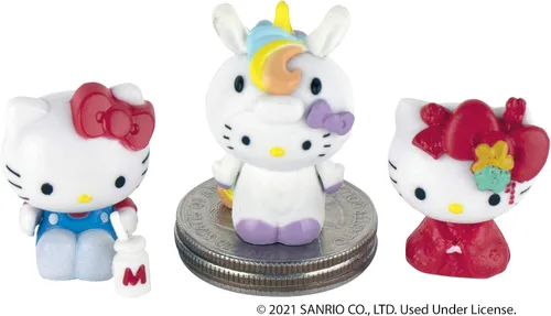 Miniatura 4 de Worlds Smallest Juego de 3 micro figuras de Hello Kitty más pequeño del mundo