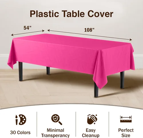 Miniatura 3 de Party Solids Mantel rectangular de plástico, 54 x 108 pulgadas, paquete de 24