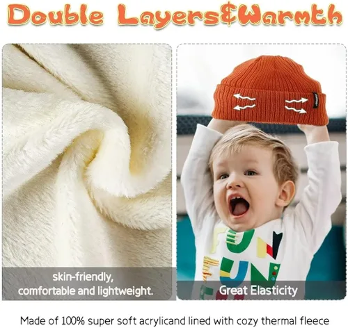 Miniatura 4 de ZUPPAD Baby Beanie Hat 3 Packs Toddler Girls Boys, Baby Hats Winter Warm Knitted Thermal with Fleece Lining, Kids Winter Hat