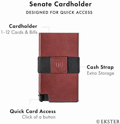 Miniatura 2 de Ekster Senate - Cartera de cuero para tarjetas - Bloqueo RFID - Acceso rápido a tarjetas rojo bprgoña Cartera delgada