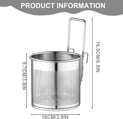 Miniatura 7 de Cesta coladora de fideos, colador de pasta de acero inoxidable de malla fina con asa, versátil cesta de fideos de cocina para cocinar y freír
