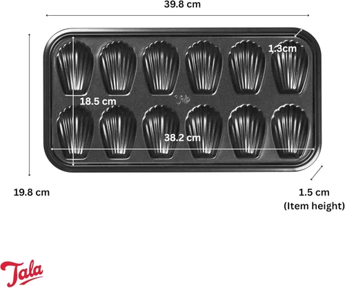 Miniatura 3 de Tala Performance, sartén Madeleine de 12 tazas, acero al carbono de calibre profesional con revestimiento antiadherente Whitford Eclipse, lata