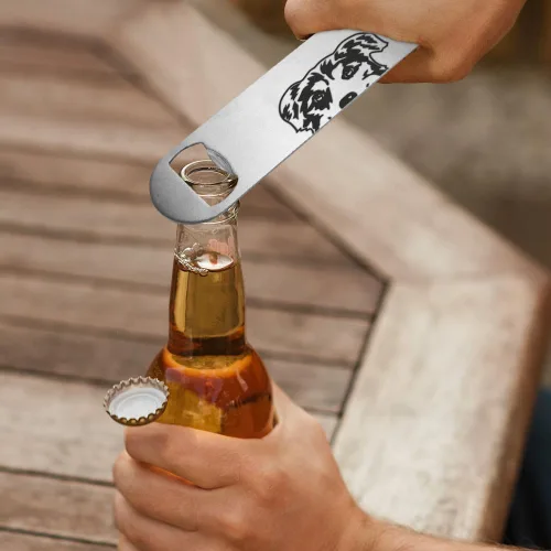 Miniatura 4 de WIRESTER Abrebotellas plano de acero inoxidable grabado con láser, abrebotellas de cerveza para cocina, bar, restaurante, pastor australiano Bulldog