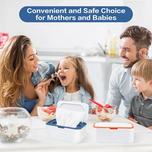 Miniatura 6 de 2 dispensadores de toallitas reutilizables, contenedor de toallitas recargable, fácil de abrir y cerrar con tapa, para baño, bebé, guardería, Azul +