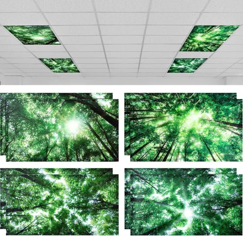 Miniatura 8 de ROCEEI Paquete de 8 cubiertas de luz fluorescente, 4 x 2 pies, cubiertas magnéticas de cielo nocturno a granel para luz de techo de aula, reduce