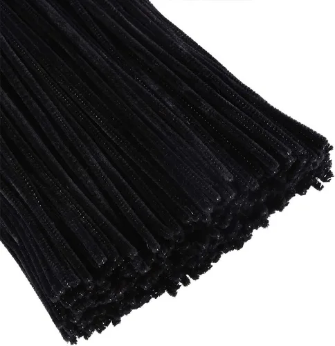 Caydo 400 piezas de tallos de felpilla negros para manualidades para niños, proyectos de arte y manualidades, decoración del hogar y trenzado de