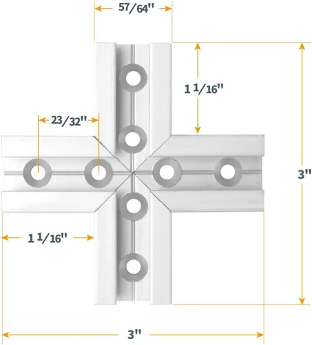 Miniatura 3 de POWERTEC 71415 Kit de intersección en T para pista en T de 3/8 pulgadas con agujeros preperforados y accesorios de montaje 3 x 3 pulgadas