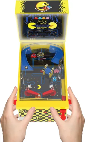 Pac-Man: Mini Arcade Pinball – Edición Coleccionista 45 Aniversario, juego de mesa de luces y sonidos, desafíos de tiro de habilidad, juguete con