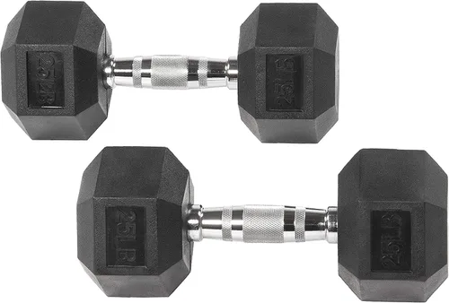 Miniatura 13 de Fitvids Hex Dumbbells Rubber Coated Hand Weights for Exercises and Fitness Home Gym, 5-50 LB Pair