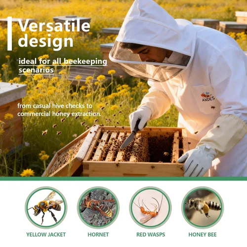 Miniatura 5 de Traje de abeja para hombres y mujeres, a prueba de picaduras, traje de apicultura de polialgodón, disfraz de apicultor y con guante y capucha
