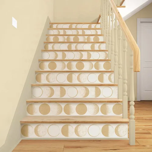 Miniatura 5 de Wudnaye Papel tapiz moderno para despegar y pegar, papel tapiz de luna marfil, papel de contacto de 17.7 x 393.6 pulgadas, diseño de luna