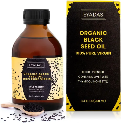 Aceite de semilla negra orgánico de 8.4 onzas líquidas – Nigella sativa turca prensada en frío con 3 veces más timoquinona – Extracto de comino puro