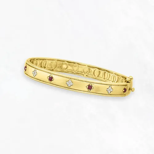 Miniatura 3 de Ross-Simons Pulsera de diamantes de 0.20 quilates de rubí y 0.15 quilates en oro de 18 quilates sobre esterlina, Gema, multi