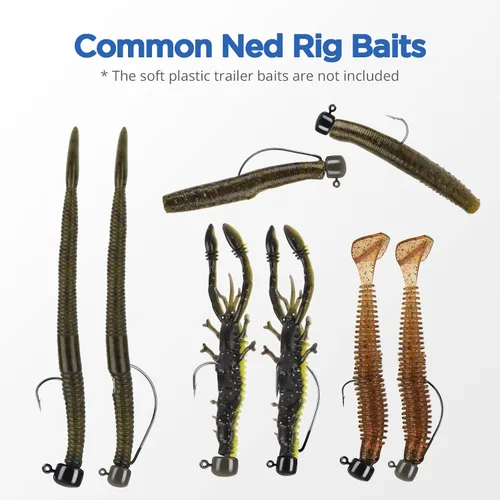 Miniatura 4 de MadBite by KastKing Ned Rig Jig Heads for Soft Fishing Lures, 24-Pack Finesse Standard Mushroom Stand-up Ned Heads Kit, Needle Point Saltwater &