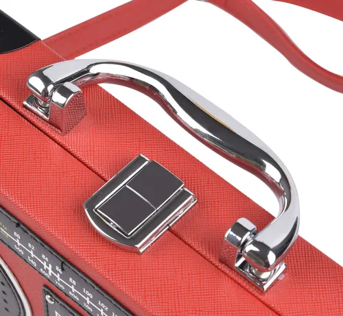 Miniatura 7 de QZUnique Bolso de hombro en forma de cinta con grabador de radio PU Crossbody bolso de noche retro para mujer, bolso de mano
