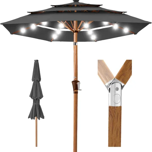 Miniatura 35 de Best Choice Products - Sombrilla solar de 10 pies de 3 niveles para patio, sombrilla de sol para exteriores, mercado, patio trasero, terraza, junto