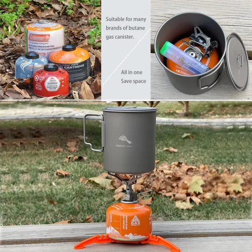 Miniatura 7 de BRS Stove BRS 3000T Estufa de Titanio Ultraligera para Mochileros Estufa Portátil de Propano para Camping Estufa de Gas Quemador de Gas Estufa