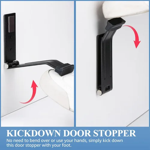 Miniatura 2 de Tope de puerta abatible para parte inferior de la puerta, tope de puerta de metal resistente con punta de goma, tapón de apertura de puerta de piso