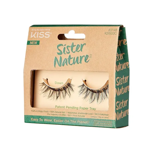 Miniatura 9 de KISS Sister Nature - Pestañas postizas 'Dawn', 0.472 in, cabello 100% natural, caja de papel reciclable, impresa con tinta de soja, libre