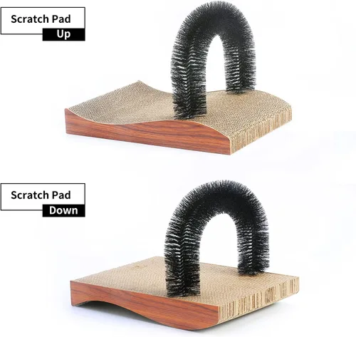 Miniatura 3 de FUKUMARU Auto peluquero para gatos, versión 2.0, rascador de cara de arco de gato con almohadilla rascadora, masajeador de espalda de gatos, cepillo