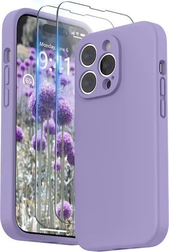 Miniatura 9 de SURPHY Funda diseñada para iPhone 14 Pro con protector de pantalla, (protección de cámara y forro de microfibra suave), funda de silicona líquida