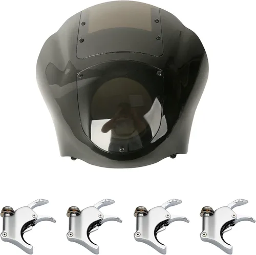Miniatura 15 de XFMT Carenado frontal desmontable de cuarto para motocicleta con parabrisas antiniebla y abrazaderas de montaje negro de 49 mm para Harley Sportster